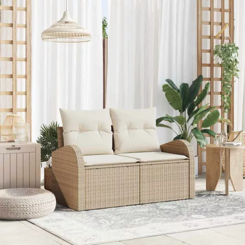 vidaXL Kerti kanapé Bézs 124 x 62 x 69 cm polirattan