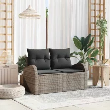vidaXL Kerti kanapé Szürke 124 x 62 x 69 cm polirattan