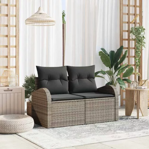 vidaXL Kerti kanapé Szürke 124 x 62 x 69 cm polirattan