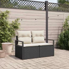 vidaXL Kerti kanapé Fekete 120 x 62 x 69cm polirattan