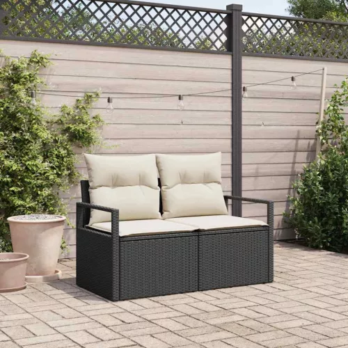 vidaXL Kerti kanapé Fekete 120 x 62 x 69cm polirattan