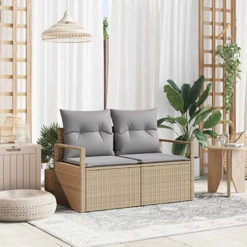 vidaXL Kerti kanapé Bézs 120 x 62 x 69cm polirattan