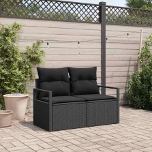 vidaXL Kerti kanapé Fekete 120 x 62 x 69cm polirattan