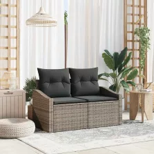   vidaXL Kerti kanapé párnával Szürke 123 x 62 x 69cm polirattan