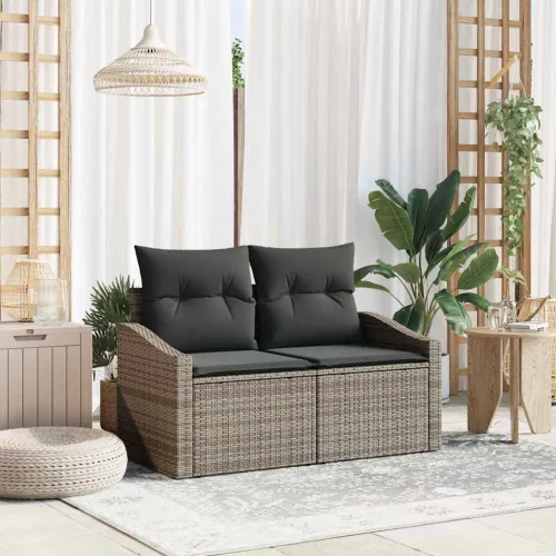vidaXL Kerti kanapé párnával Szürke 123 x 62 x 69cm polirattan