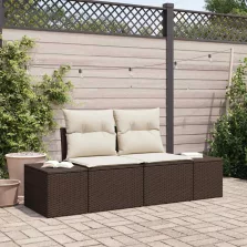vidaXL Kerti kanapé Barna 123 x 62 x 69cm polirattan