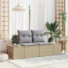 vidaXL Kerti kanapé Bézs 123 x 62 x 69cm polirattan
