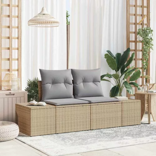 vidaXL Kerti kanapé Bézs 123 x 62 x 69cm polirattan