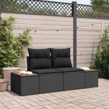 vidaXL Kerti kanapé Fekete 184 x 62 x 85cm polirattan