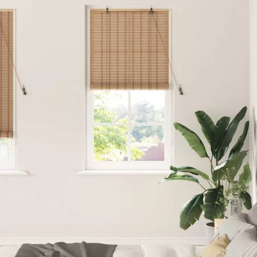 vidaXL Roletta függönyökkel Természet 90 x 220 cm bambusz