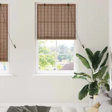 vidaXL Roletta függönyökkel Barna 80 x 220 cm bambusz