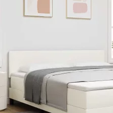 vidaXL Fejtámla fejtámlával Krém 180 cm Műbőr
