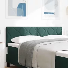 vidaXL Fejtámla fejtámlával Sötétzöld 144 cm Bársony