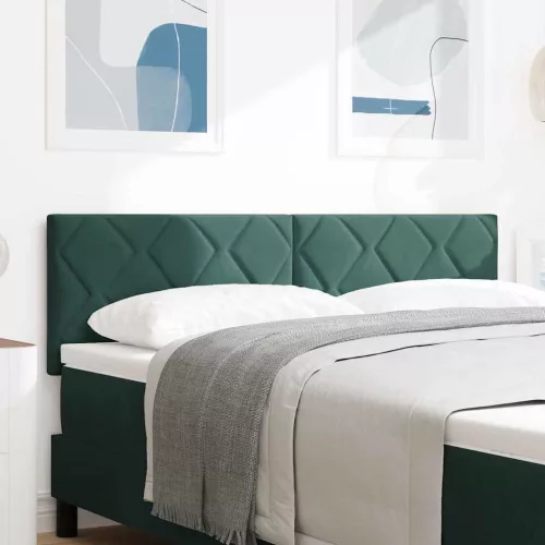 vidaXL Fejtámla fejtámlával Sötétzöld 144 cm Bársony