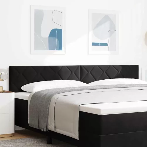 vidaXL Fejtámla Falra szerelhető Geometrikus Fekete 200 cm Bársony