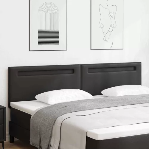 vidaXL Fejtámla LED -es lámpákkal Falra szerelhető Fekete 200 cm PVC
