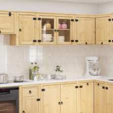   vidaXL Cabinet polcokkal tárolóval Méz 60 x 32 x 40 cm Tömör fenyőfa