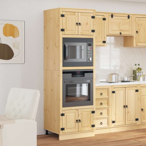 vidaXL Cabinet polcokkal tárolóval Méz 66 x 58 x 207 cm Tömör fenyőfa