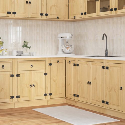 vidaXL Cabinet polcokkal tárolóval Méz 60 x 32 x 40 cm Tömör fenyőfa