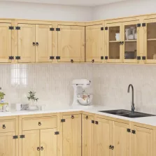   vidaXL Cabinet polcokkal tárolóval Méz 80 x 80 x 60 cm Tömör fenyőfa