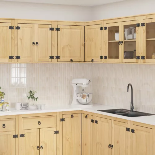 vidaXL Cabinet polcokkal tárolóval Méz 80 x 80 x 60 cm Tömör fenyőfa