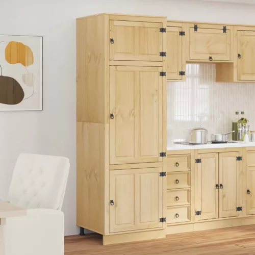 vidaXL Cabinet polcokkal tárolóval Méz 60 x 32 x 40 cm Tömör fenyőfa