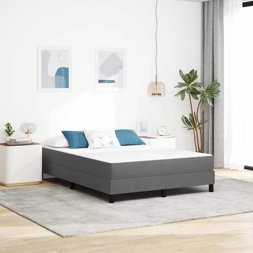 vidaXL Ágy Matrac matracmal Világosszürke 140 x 190 cm szövet