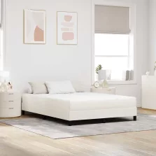 vidaXL Ágy Matrac matracmal Krém 160 x 200 cm szövet