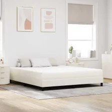 vidaXL Ágy Matrac matracmal Krém 180 x 200 cm szövet