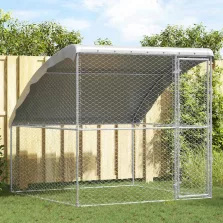   vidaXL Kutyaház tárolóval Ezüst 2 x 2 x 2 m Horganyzott acél