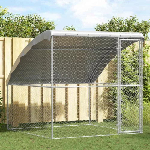vidaXL Kutyaház tárolóval Ezüst 2 x 2 x 2 m Horganyzott acél
