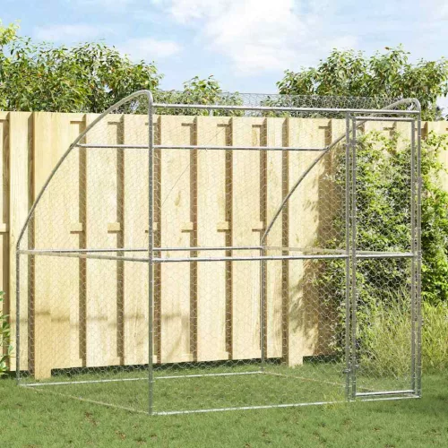 vidaXL Kutyaház tárolóval Ezüst 2 x 2 x 2 m Horganyzott acél