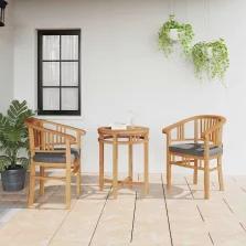  vidaXL Szék párnával 2 pcs Barna 63 x 58 x 89 cm Tömör Teakfa