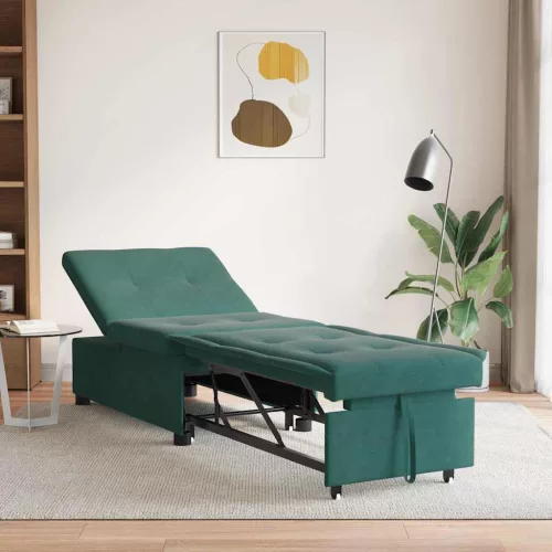 vidaXL Kanapéágy Sötétzöld 194 x 67 x 82 cm Bársony