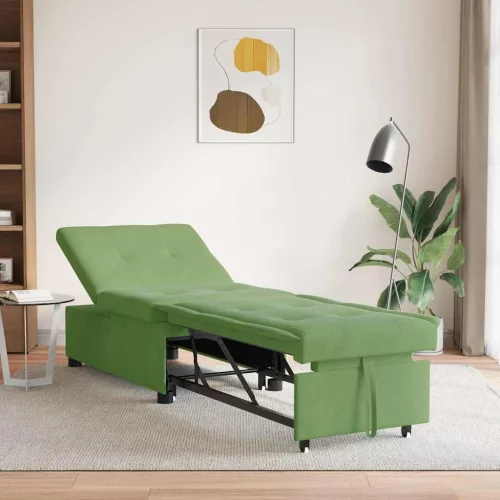 vidaXL Kanapéágy Világos zöld 194 x 67 x 82 cm Bársony