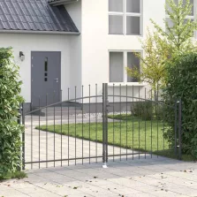 vidaXL Kétágú Kapu zárral Szürke 299,5 x 174,5 cm Acél