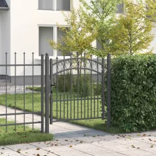   vidaXL Tüskés kerítési kapu Szürke 100 x 100 cm Porszórt Acél