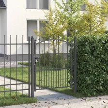   vidaXL Tüskés kerítési kapu zárral Szürke 125 x 100 cm Porszórt Acél