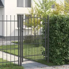   vidaXL Tüskés kerítési kapu zárral Szürke 200 x 100 cm Porszórt Acél
