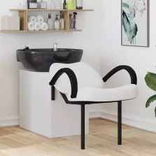 vidaXL Sampon Szék Fehér és fekete 63 x 141 x 92 cm PVC