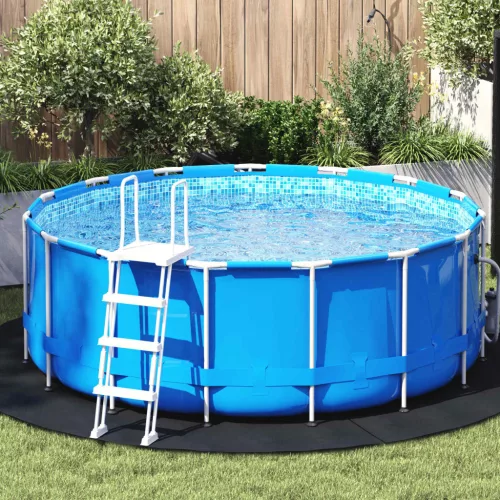 vidaXL Medence alatlappal Fekete Ø 244 cm Nemes szövet
