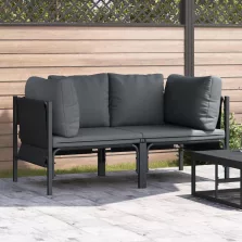   vidaXL Kültéri Bútor párnával párnával 2 pcs Antracit Acél