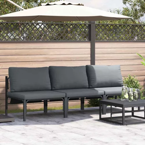 vidaXL Kültéri Bútor párnával párnával 3 pcs Antracit Acél