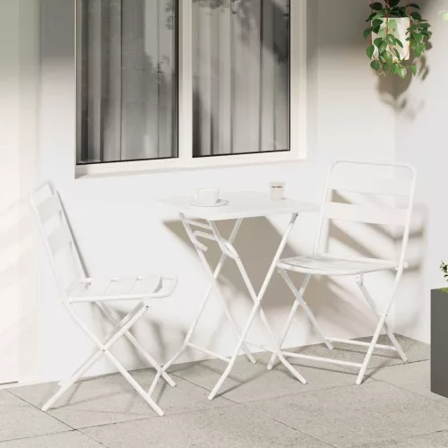 vidaXL Bisztró készlet 3 pcs Fehér Acél