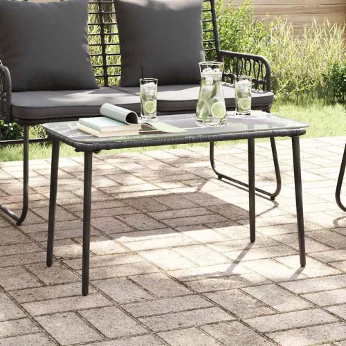 vidaXL Kerti Asztal Fekete 80 x 40 x 45 cm polirattan