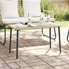 vidaXL Kerti Asztal Természetes 80 x 40 x 45 cm polirattan