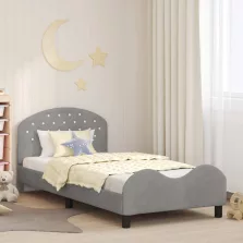   vidaXL Gyerekágy kerettel Világosszürke 90 x 190 cm Bársony