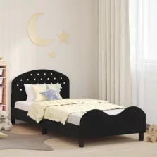   vidaXL Gyerekágy kerettel fejtámlával Fekete 90 x 190 cm Bársony