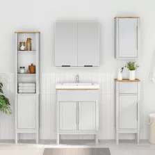   vidaXL Fürdőszoba Székény FLORO Fehér 35 x 30 x 90 cm Tömör fenyőfa