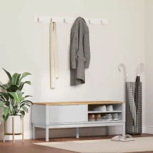   vidaXL Előszoba pad fiókkal FLORO Fehér 115 x 40 x 45 cm Tömör fenyőfa